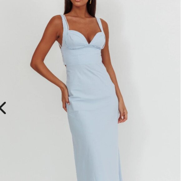 Reverie Twist Back Maxi Dress Blue | Wedding Guest | Bridesmaid | Prom | Small - Picture 1 of 6